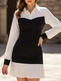 Color Block Office Bodycon Fake Two Dress_CWDSD11476
