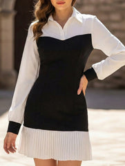 Color Block Office Bodycon Fake Two Dress_CWDSD11476