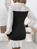 Color Block Office Bodycon Fake Two Dress_CWDSD11476