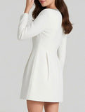 Stylish velvet square neck elegant dress for women_CWDSD11502