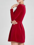 Stylish velvet square neck elegant dress for women_CWDSD11502