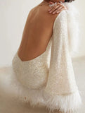 Solid Color Fringe Knit Sweater Dress_CWDSD11542