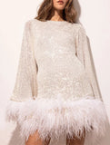 Solid Color Fringe Knit Sweater Dress_CWDSD11542