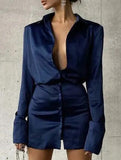 Loose Collar Shirt Sleeve Pencil Dress