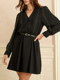 V Neck Waist Fit A Line Dress_CWDSD11545