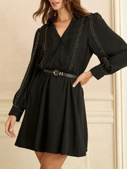 V Neck Waist Fit A Line Dress_CWDSD11545