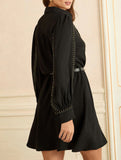V Neck Waist Fit A Line Dress_CWDSD11545