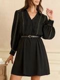 V Neck Waist Fit A Line Dress_CWDSD11545