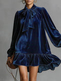 Vintage Loose Long Sleeve Solid Maxi Dress_CWDSD11605