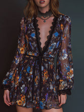 V Neck Organza Waist Fit Mini Dress_CWDSD11606