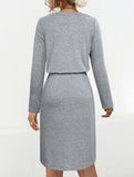 Solid Crew Neck Tie Slit Midi Dress_CWDSD11621