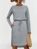 Solid Crew Neck Tie Slit Midi Dress_CWDSD11621