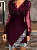 Women's mesh sequin patchwork dress