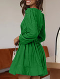 Slimming deep V-neck pleated dress for women