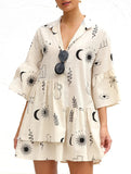 Comfortable bell-sleeved ethnic-style loose dress