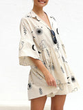 Comfortable bell-sleeved ethnic-style loose dress