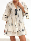 Comfortable bell-sleeved ethnic-style loose dress
