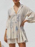 Comfortable bell-sleeved ethnic-style loose dress