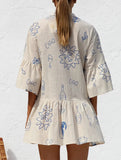 Comfortable bell-sleeved ethnic-style loose dress