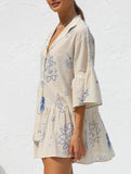 Comfortable bell-sleeved ethnic-style loose dress