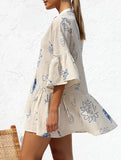 Comfortable bell-sleeved ethnic-style loose dress