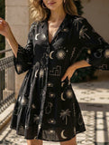 Comfortable bell-sleeved ethnic-style loose dress
