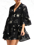 Comfortable bell-sleeved ethnic-style loose dress