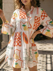 Comfortable bell-sleeved ethnic-style loose dress