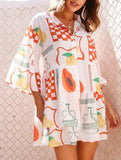 Comfortable bell-sleeved ethnic-style loose dress