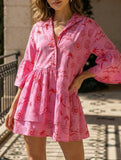 Comfortable bell-sleeved ethnic-style loose dress