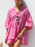 Comfortable bell-sleeved ethnic-style loose dress