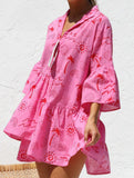 Comfortable bell-sleeved ethnic-style loose dress