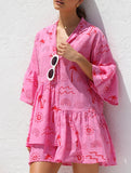 Comfortable bell-sleeved ethnic-style loose dress
