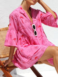Comfortable bell-sleeved ethnic-style loose dress