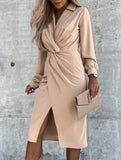 Solid color cross shirt dress for women