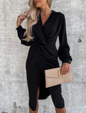 Solid color cross shirt dress for women