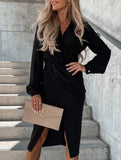 Solid color cross shirt dress for women
