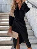 Solid color cross shirt dress for women