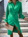 Solid color cross shirt dress for women