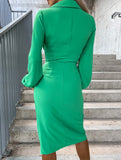 Solid color cross shirt dress for women