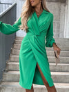 Solid color cross shirt dress for women