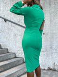 Solid color cross shirt dress for women
