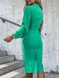 Solid color cross shirt dress for women