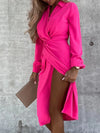 Solid color cross shirt dress for women