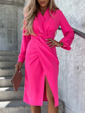 Solid color cross shirt dress for women