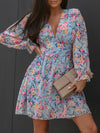 Floral Print Puff Sleeve Chiffon Dress for Women