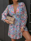 Floral Print Puff Sleeve Chiffon Dress for Women