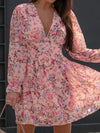 Floral Print Puff Sleeve Chiffon Dress for Women