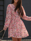 Floral Print Puff Sleeve Chiffon Dress for Women