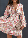 Floral Print Puff Sleeve Chiffon Dress for Women